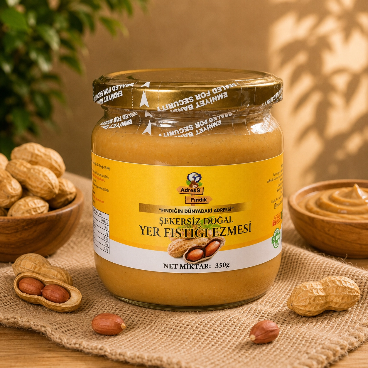 ŞEKERSİZ DOĞAL  YER FISTIĞI EZMESİ 350 g