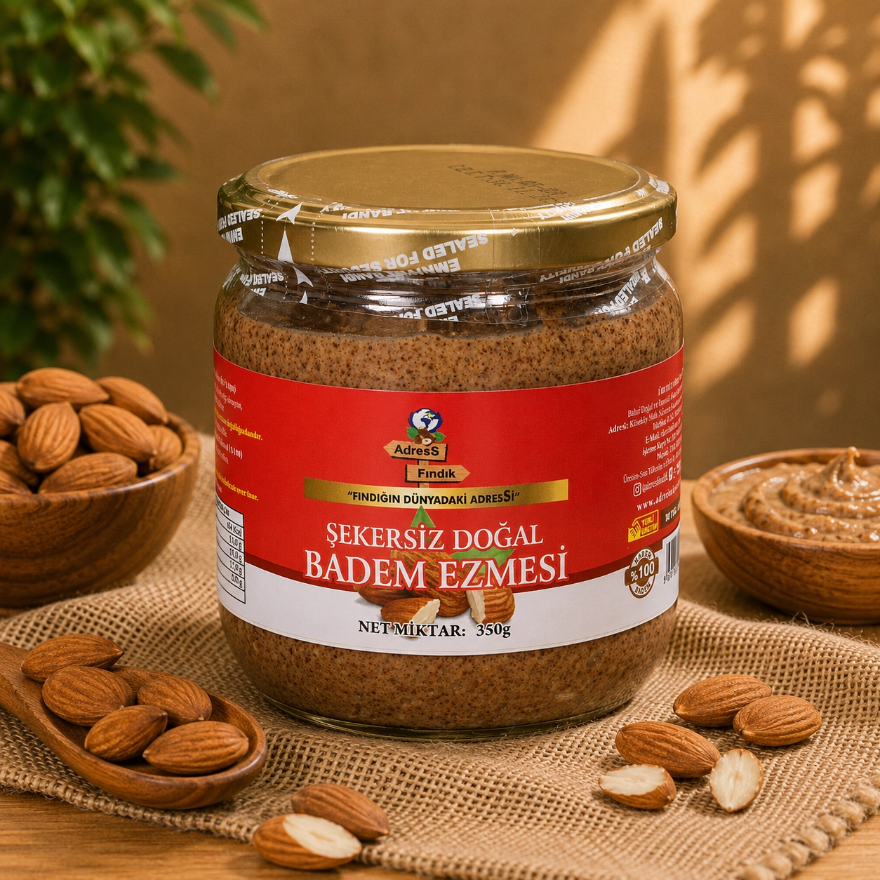 ŞEKERSİZ DOĞAL KATKISIZ BADEM EZMESİ 350 g