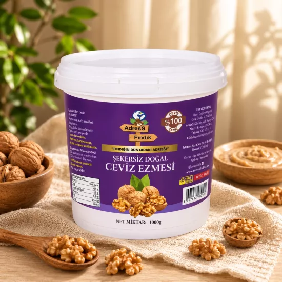 ŞEKERSİZ DOĞAL  CEVİZ EZMESİ 1 Kg