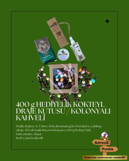 HEDİYELİK KOKTEYL DRAJE KUTUSU 400 g-KAHVELİ /KOLONYALI