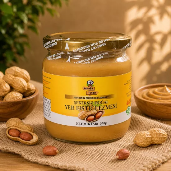 ŞEKERSİZ DOĞAL   YER FISTIĞI EZMESİ 350 g