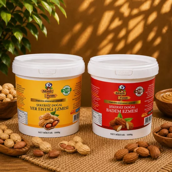ŞEKERSİZ BADEM+YER FISTIĞI EZMESİ SETİ 1000 g*2