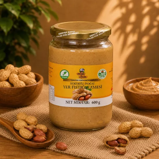 ŞEKERSİZ DOĞAL KATKISIZ YER FISTIĞI EZMESİ 600 g