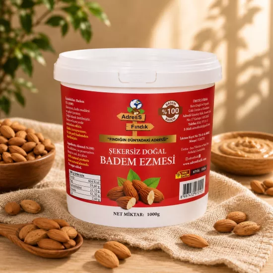 ŞEKERSİZ DOĞAL  BADEM EZMESİ 1 Kg