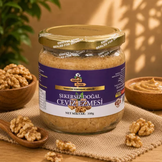 ŞEKERSİZ DOĞAL KATKISIZ CEVİZ EZMESİ 350 g