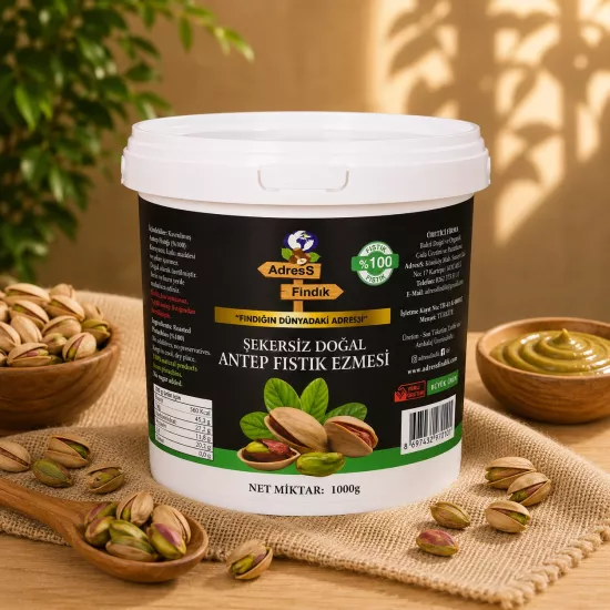 ŞEKERSİZ DOĞAL  ANTEP FISTIK EZMESİ 1 Kg